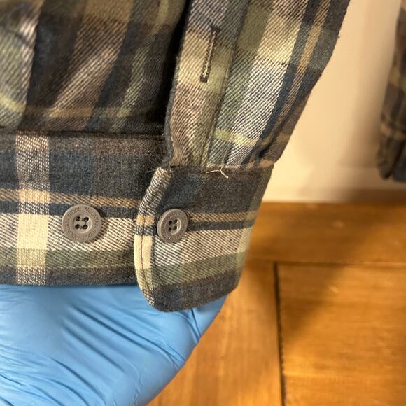 MOUNTAIN RIDGE Sz 2XL Plaid Blue Green Full Zip Button Hood Pockets Sherpa Warm - Picture 4 of 13